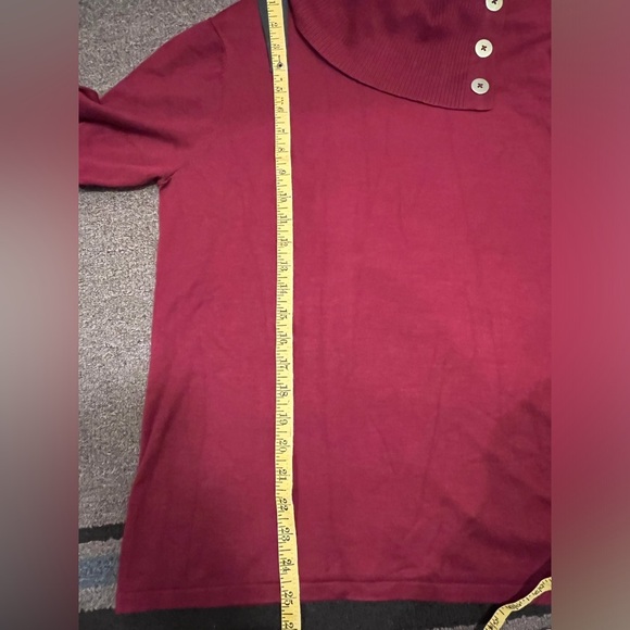 NWT Investments Long Sleeve Button Folded Neck Knit Top Blouse Sweater - Picture 5 of 7